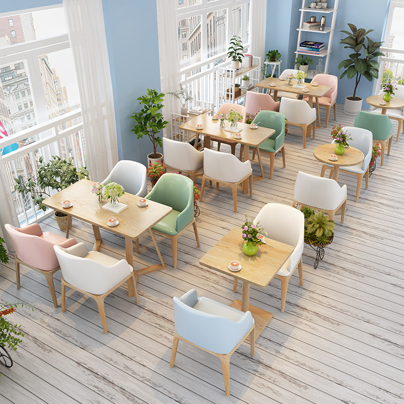 Cafe Western Restaurant Net Red Shop Table and Chair Combination Milk Tea Shop Dessert Shop Snack Bar Hotel Simple Fresh Table and Chair
