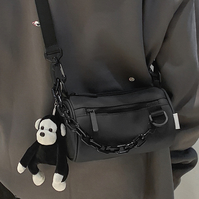 Crossbody Bag for Men, Trendy Brand Small Shoulder Bag, Ins-Style Trendy Men's Bag, Summer Cylindrical Bag, Versatile Simple Small Bag, Single Shoulder Bag