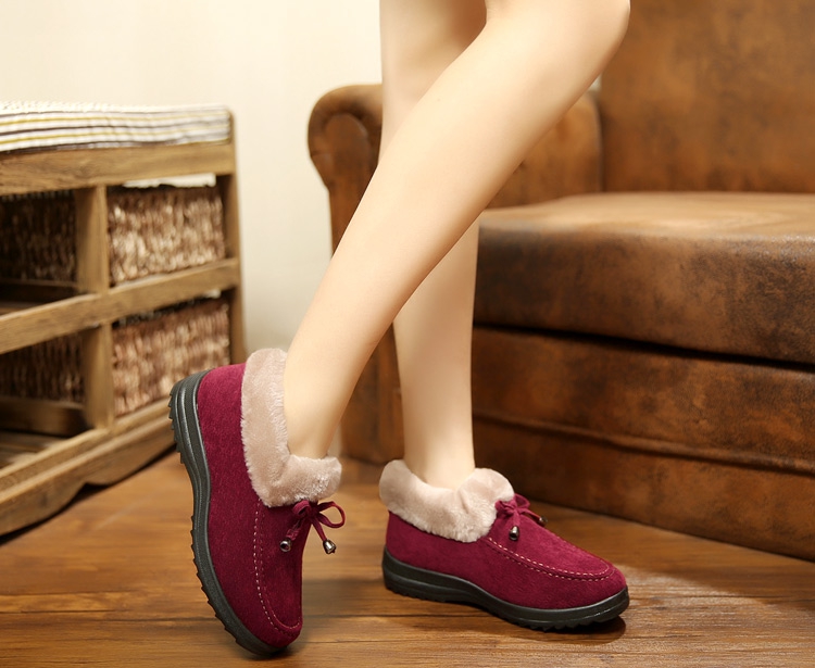 Mùa đông đích thực giày vải Bắc Kinh cũ của phụ nữ giày cotton cộng với nhung bông ủng tuyết ấm áp đế bằng giày nữ cao cổ