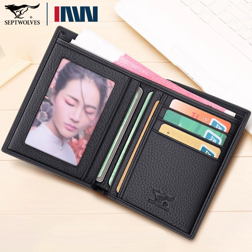 Septwolves, мужской бумажник, кошелек, кожаный картхолдер, из натуральной кожи, воловья кожа