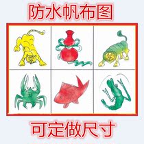 Fish shrimp and crab waterproof drawing custom fish shrimp and crab tiger gourd lion canvas waterproof spray drawing