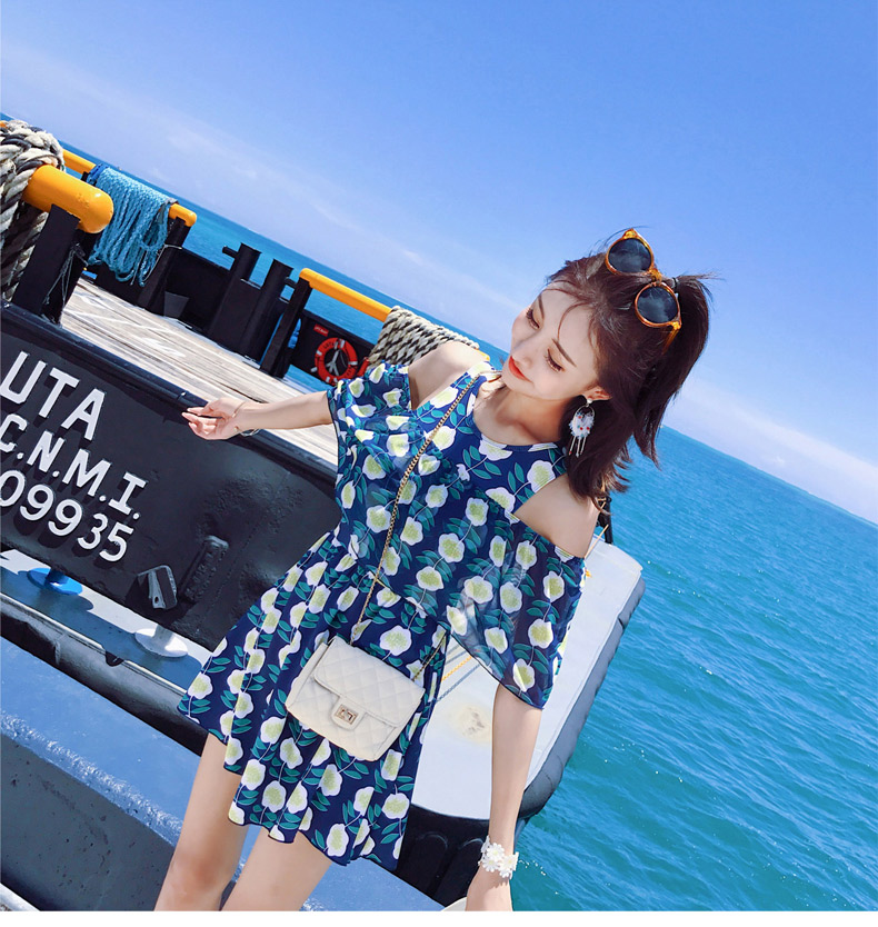 Đồ bơi nữ giảm béo có mái che kiểu Xiêm che bụng giảm béo bảo thủ retro xù lông bên bờ biển - Bộ đồ bơi One Piece áo tắm liền thân