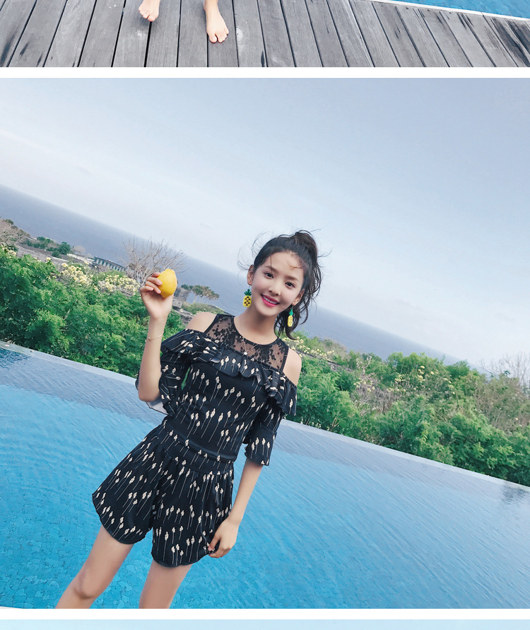 Áo tắm nữ bảo thủ chia hai mảnh ngực nhỏ tập hợp áo tắm gợi cảm che bụng mỏng sọc áo tắm nữ sinh - Bộ đồ bơi hai mảnh bộ đồ bơi nữ 2 mảnh	