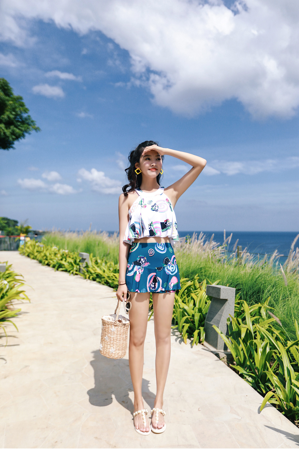 Áo tắm nữ ba mảnh Hàn Quốc bảo thủ ngực nhỏ tập hợp gợi cảm chia tay mùa xuân nóng bỏng che bụng đồ bơi giảm béo - Bộ đồ bơi hai mảnh bộ đồ bơi nữ 2 mảnh	