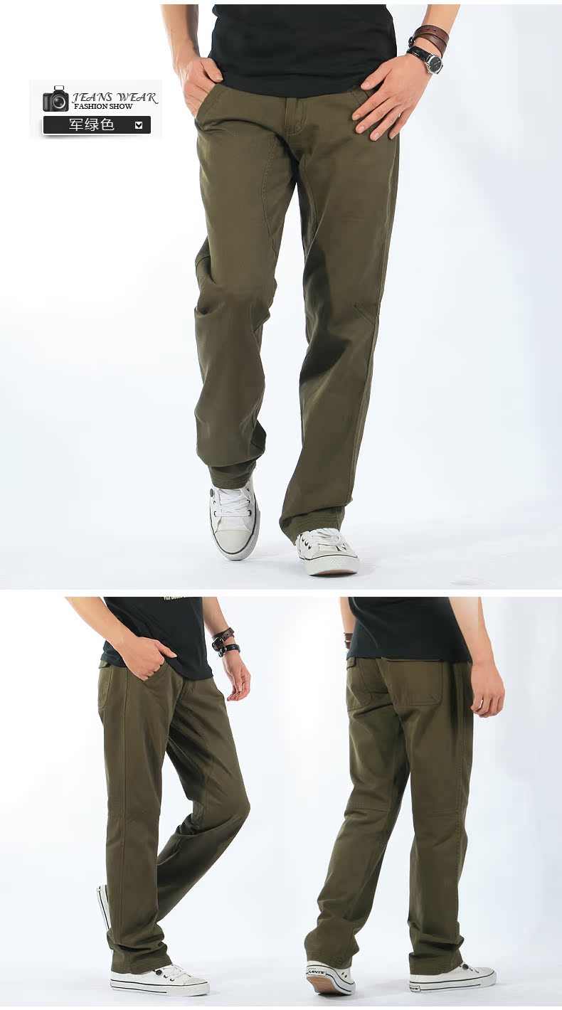 Mùa thu lỏng quần nam giản dị quần cha thẳng quần yếm cotton cỡ trung niên quần kaki nam ống đứng
