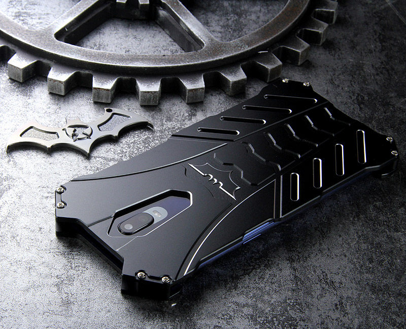 R-Just Batman Shockproof Aluminum Shell Metal Case with Custom Batarang Stent for OPPO R17 Pro & OPPO R17