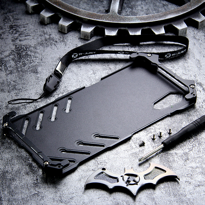 R-Just Batman Shockproof Aluminum Shell Metal Case with Custom Batarang Stent for vivo X23