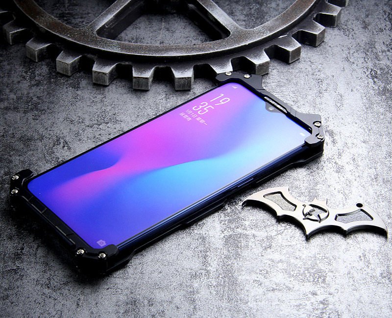 R-Just Batman Shockproof Aluminum Shell Metal Case with Custom Batarang Stent for OPPO R17 Pro & OPPO R17