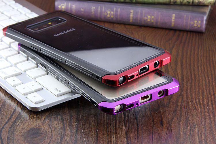 Luphie Nunchaku Airframe Metal Frame Air Barrier Tempered Glass Back Case Cover for Samsung Galaxy Note 8