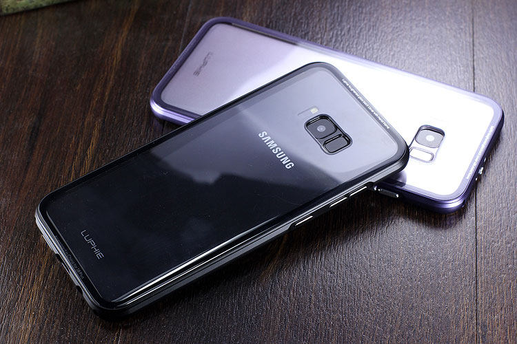 Luphie iGlass Airframe Aluminum Bumper Air Barrier Tempered Glass Back Case Cover for Samsung Galaxy S8 Plus & Galaxy S8