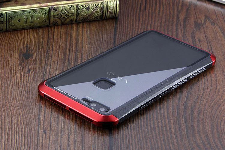 Luphie Nunchaku Airframe Metal Frame Air Barrier Tempered Glass Back Case Cover for vivo X20