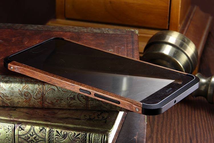 iy Rosewood Aluminum Metal Frame Wood Bumper Wooden Back Case Cover for Huawei P10 Plus & Huawei P10