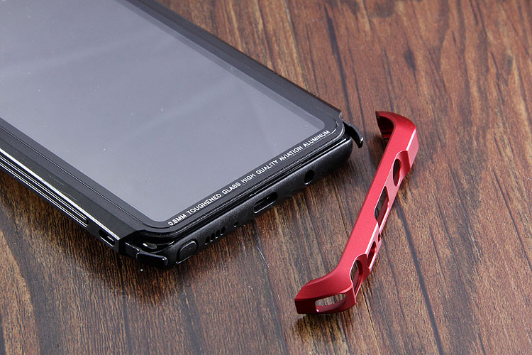 Luphie Nunchaku Airframe Metal Frame Air Barrier Tempered Glass Back Case Cover for Samsung Galaxy Note 8