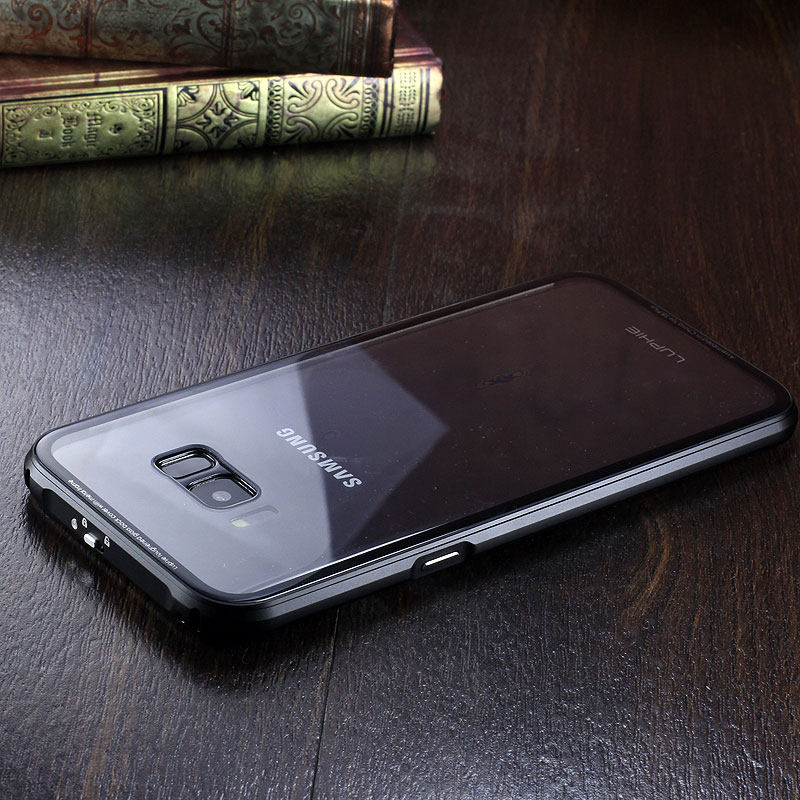 Luphie iGlass Airframe Aluminum Bumper Air Barrier Tempered Glass Back Case Cover for Samsung Galaxy S8 Plus & Galaxy S8