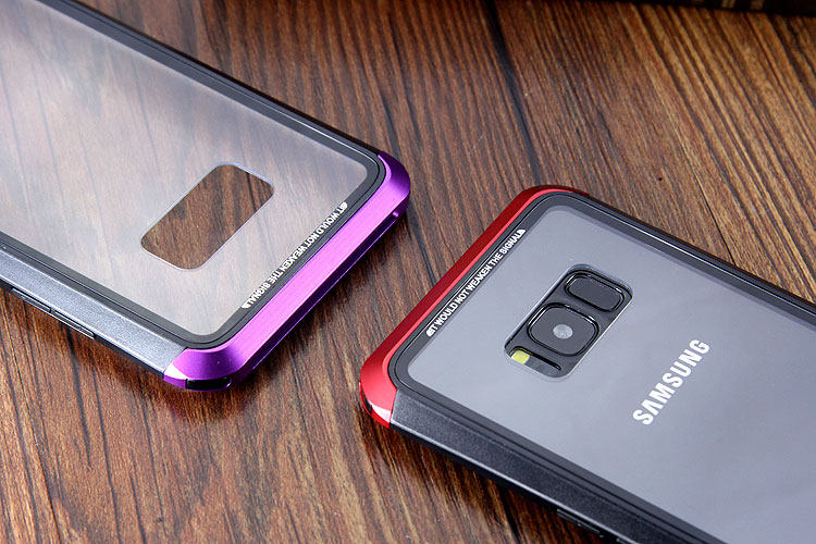 Luphie Nunchaku Airframe Metal Frame Air Barrier Tempered Glass Back Case Cover for Samsung Galaxy S8 Plus & Galaxy S8