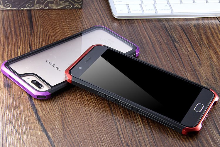 Luphie Nunchaku Airframe Metal Frame Air Barrier Tempered Glass Back Case Cover for OPPO R11 & OPPO R11 Plus