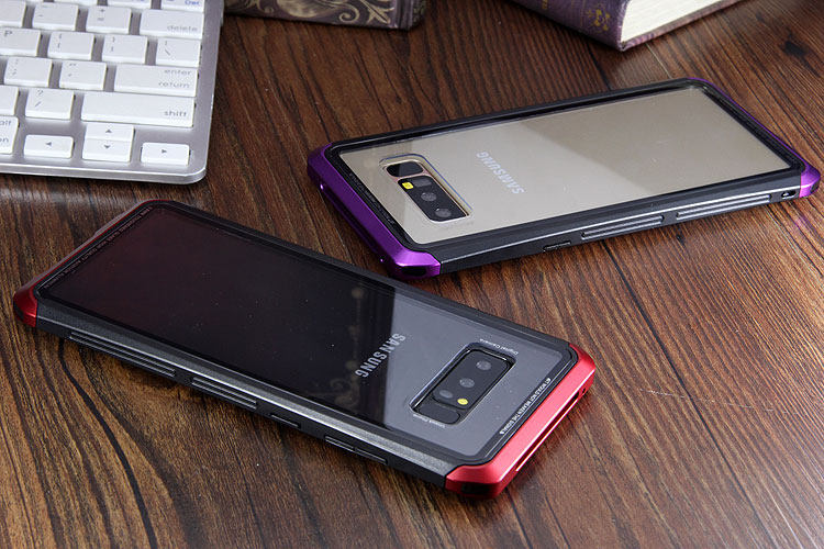 Luphie Nunchaku Airframe Metal Frame Air Barrier Tempered Glass Back Case Cover for Samsung Galaxy Note 8