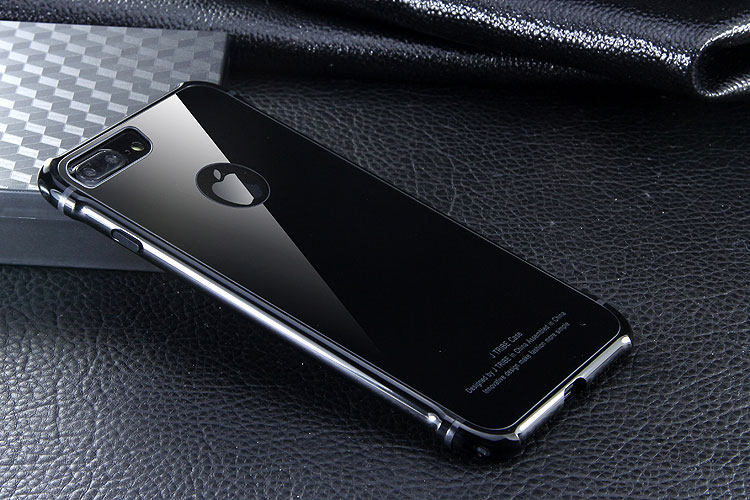 iy Rainbow Aluminum Metal Frame 9H Tempered Glass Back Cover Case for Apple iPhone 7 Plus & iPhone 7