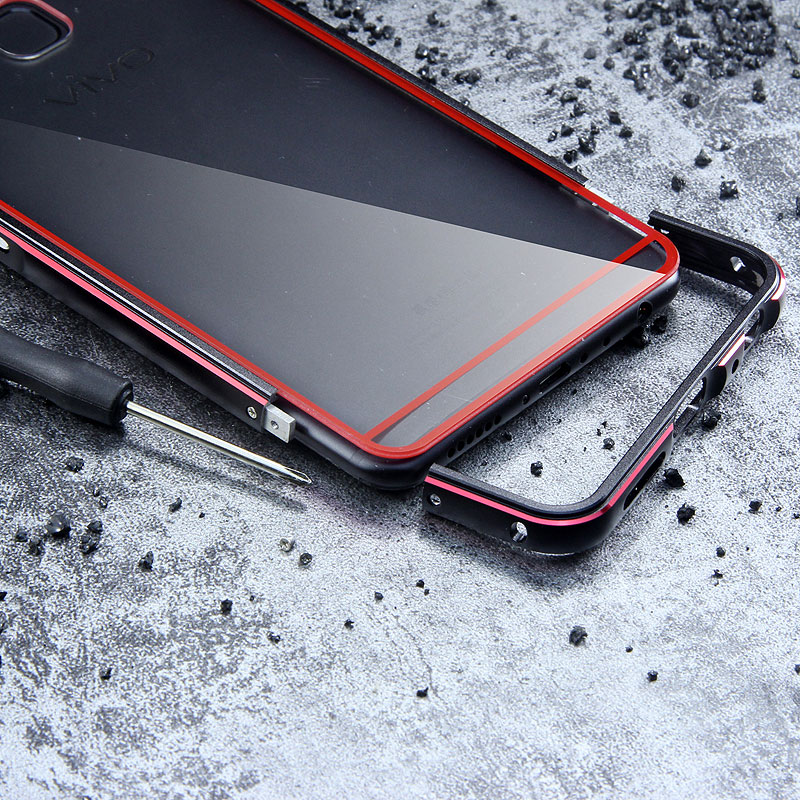 iy Bicolor Aurora Aluminum Metal Bumper Scratch Resistant Transparent PC Case Cover for vivo X20 & vivo X20 Plus