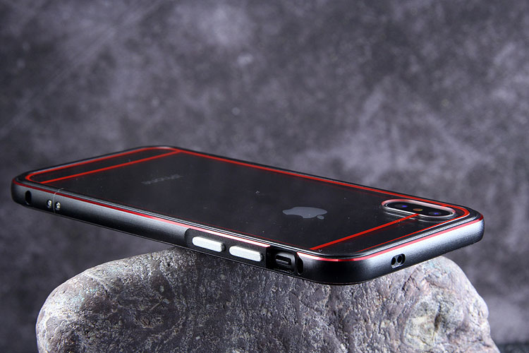 iy Bicolor Aurora Aluminum Metal Bumper Scratch Resistant Transparent PC Case Cover for Apple iPhone X