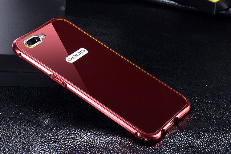 iy Rainbow Aluminum Metal Bumper Dazzle PC Back Cover Case for OPPO R11
