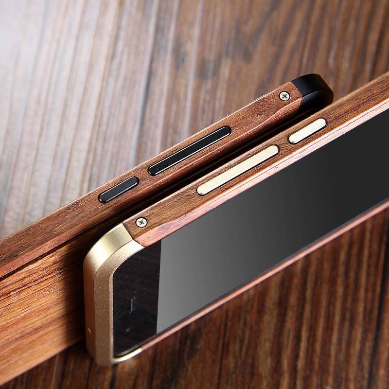 iy Rosewood Aluminum Metal Frame Wood Bumper Wooden Back Case Cover for Huawei P10 Plus & Huawei P10