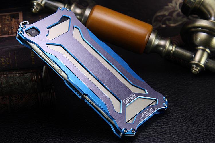 R-JUST GUNDAM Shockproof Aluminum Alloy Double Color Oxidation Metal Protective Case for Huawei Ascend P8/ P8 Lite