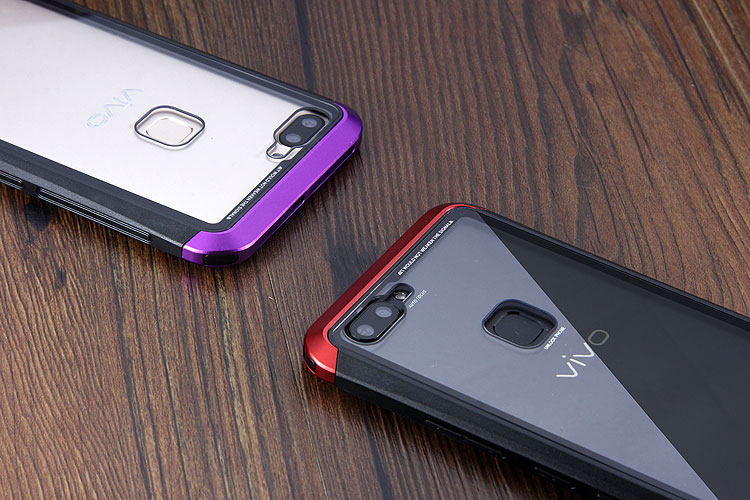 Luphie Nunchaku Airframe Metal Frame Air Barrier Tempered Glass Back Case Cover for vivo X20