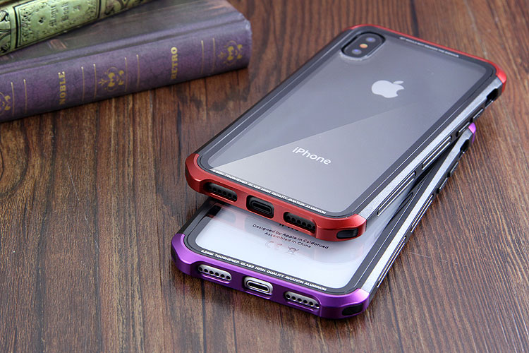 Luphie Nunchaku Airframe Metal Frame Air Barrier Tempered Glass Back Case Cover for Apple iPhone X