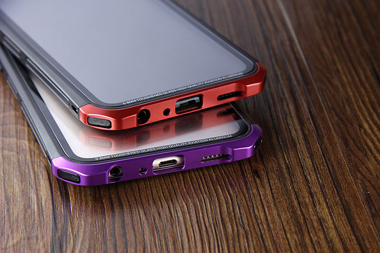 Luphie Nunchaku Airframe Metal Frame Air Barrier Tempered Glass Back Case Cover for OPPO R11 & OPPO R11 Plus