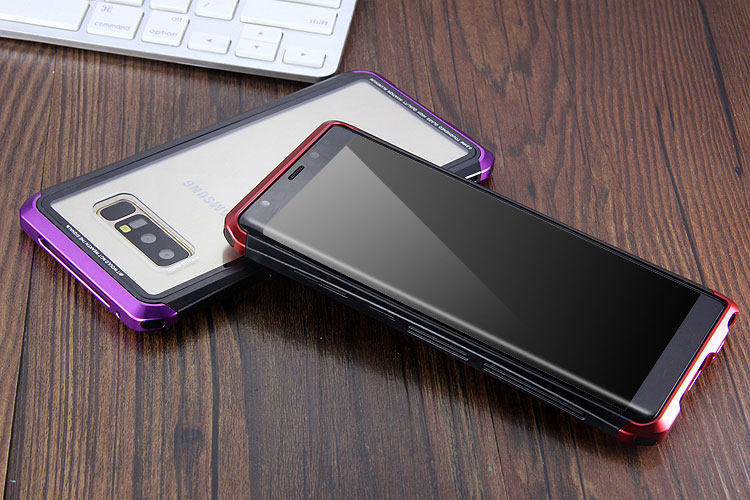 Luphie Nunchaku Airframe Metal Frame Air Barrier Tempered Glass Back Case Cover for Samsung Galaxy Note 8