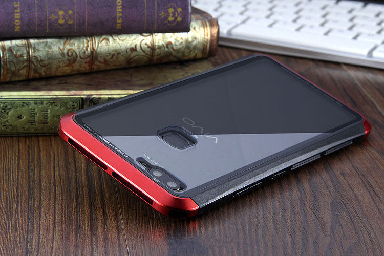 Luphie Nunchaku Airframe Metal Frame Air Barrier Tempered Glass Back Case Cover for vivo X20