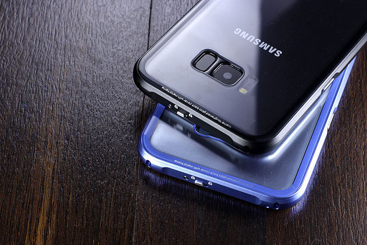 Luphie iGlass Airframe Aluminum Bumper Air Barrier Tempered Glass Back Case Cover for Samsung Galaxy S8 Plus & Galaxy S8