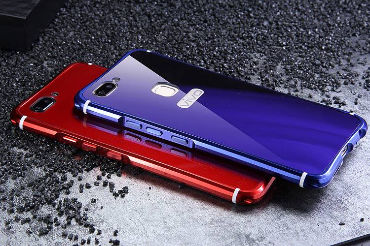 iy Rainbow Super Drop-proof Aluminum Metal Bumper Dazzle PC Back Cover Case for vivo X20