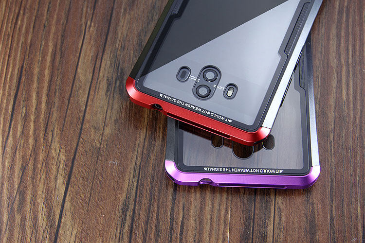 Luphie Nunchaku Airframe Metal Frame Air Barrier Tempered Glass Back Case Cover for Huawei Mate 10