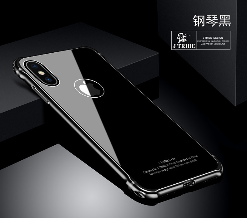 iy Rainbow Aluminum Metal Frame 9H Tempered Glass Back Cover Case for Apple iPhone X