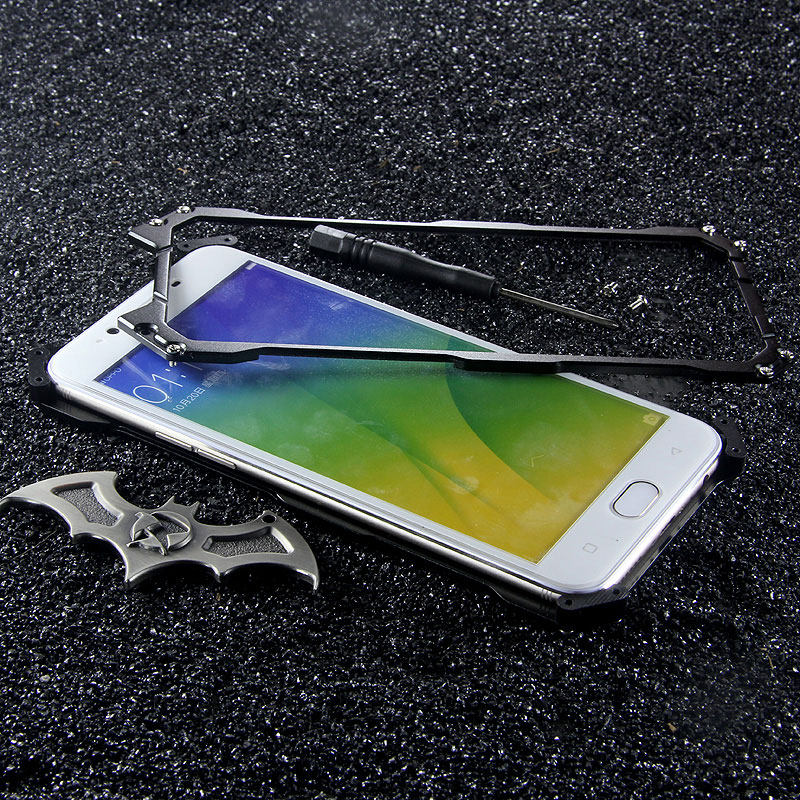 R-Just Batman Shockproof Aluminum Shell Metal Case with Custom Stent for OPPO R9s Plus & OPPO R9s