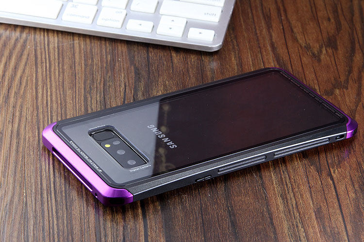 Luphie Nunchaku Airframe Metal Frame Air Barrier Tempered Glass Back Case Cover for Samsung Galaxy Note 8