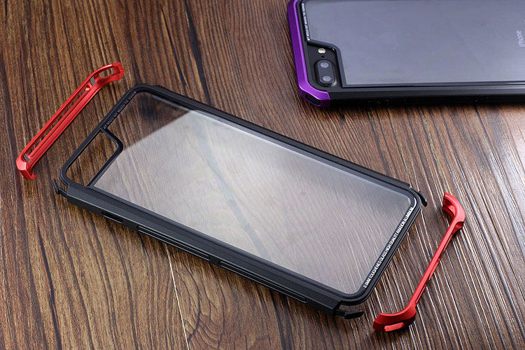 Luphie Nunchaku Airframe Metal Frame Air Barrier Tempered Glass Back Case Cover for Apple iPhone 7 Plus & iPhone 7