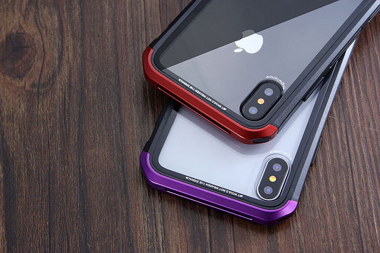 Luphie Nunchaku Airframe Metal Frame Air Barrier Tempered Glass Back Case Cover for Apple iPhone X
