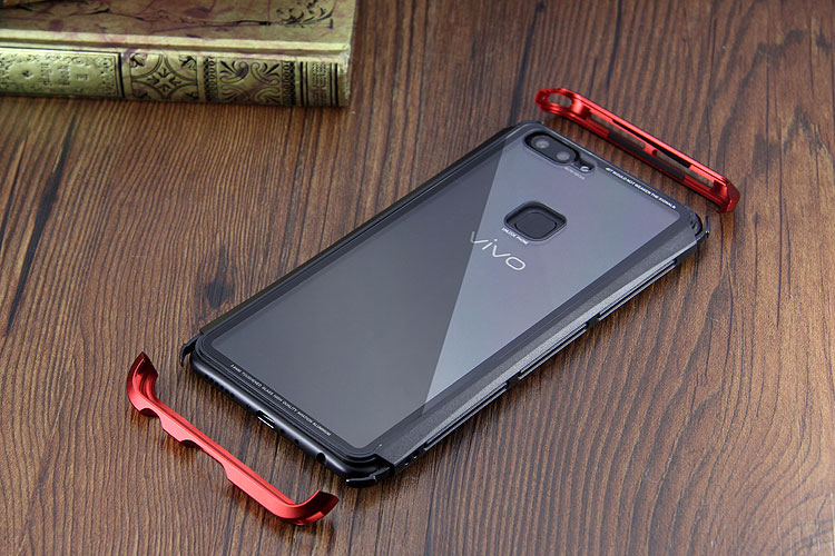 Luphie Nunchaku Airframe Metal Frame Air Barrier Tempered Glass Back Case Cover for vivo X20