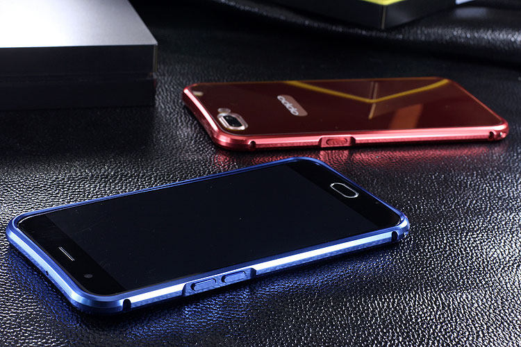 iy Rainbow Aluminum Metal Bumper Dazzle PC Back Cover Case for OPPO R11