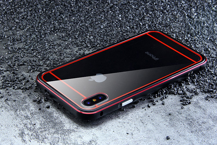 iy Bicolor Aurora Aluminum Metal Bumper Scratch Resistant Transparent PC Case Cover for Apple iPhone X