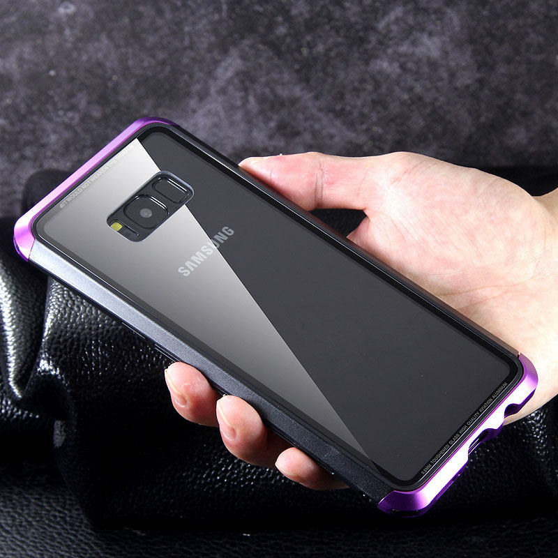 Luphie Nunchaku Airframe Metal Frame Air Barrier Tempered Glass Back Case Cover for Samsung Galaxy S8 Plus & Galaxy S8