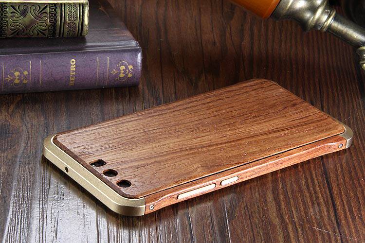 iy Rosewood Aluminum Metal Frame Wood Bumper Wooden Back Case Cover for Huawei P10 Plus & Huawei P10