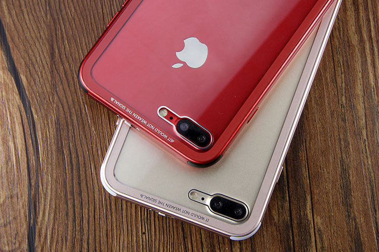 Luphie iGlass Airframe Aluminum Bumper Air Barrier Tempered Glass Back Case Cover for Apple iPhone 7 & iPhone 7 Plus