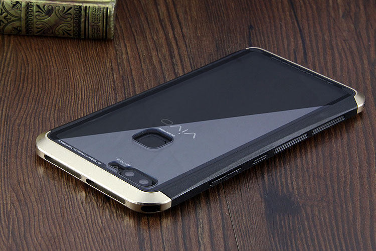 Luphie Nunchaku Airframe Metal Frame Air Barrier Tempered Glass Back Case Cover for vivo X20