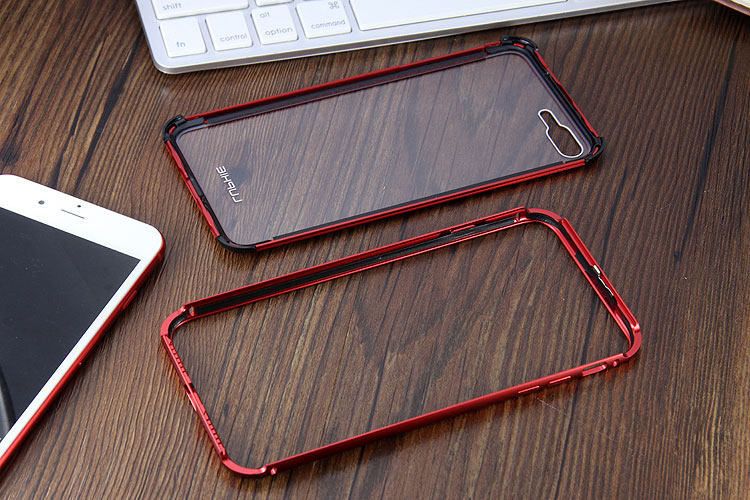 Luphie iGlass Airframe Aluminum Bumper Air Barrier Tempered Glass Back Case Cover for Apple iPhone 7 & iPhone 7 Plus
