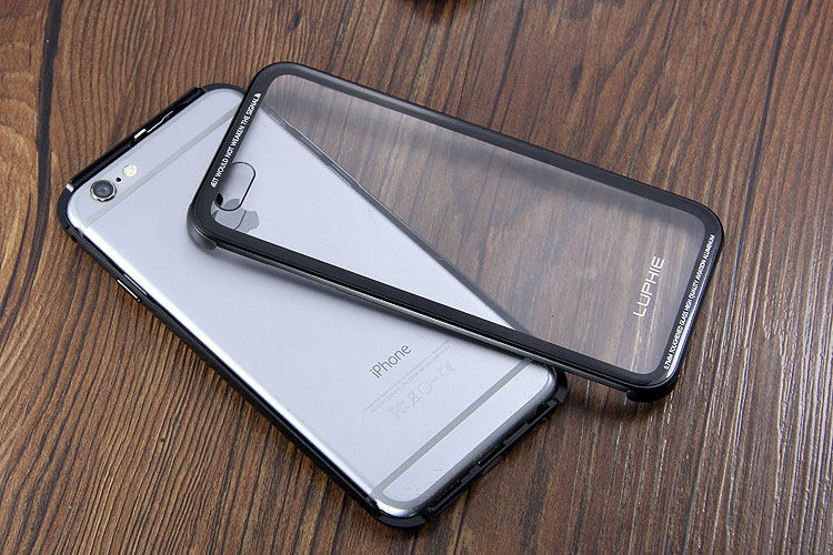 Luphie iGlass Airframe Aluminum Bumper Air Barrier Tempered Glass Back Case Cover for Apple iPhone 6S/6 & iPhone 6S Plus/6 Plus