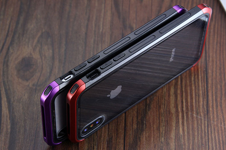 Luphie Nunchaku Airframe Metal Frame Air Barrier Tempered Glass Back Case Cover for Apple iPhone X